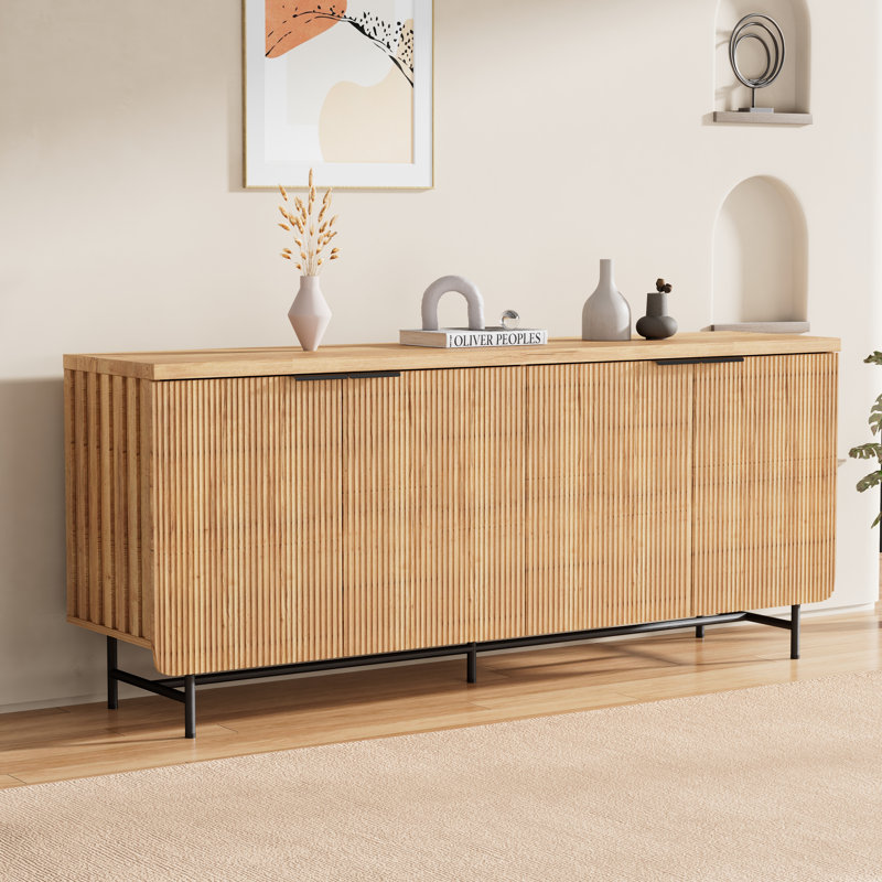 Buffet Mid-Century et Scandinavian, H 28,74 po x l 68,11 po x P 15,75 po, Jaune