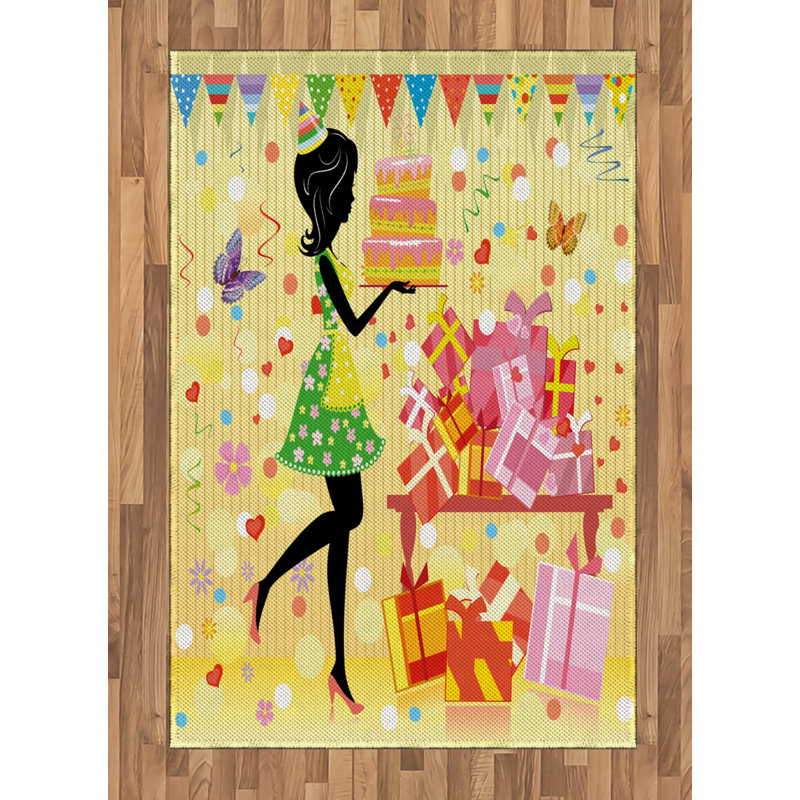 Party High Density Long Fiber Poly Threads Decorative Area Rug Carpet, Rectangle 4' x 5'8"