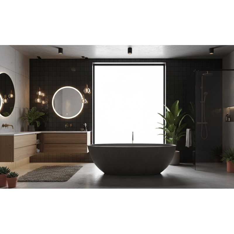 62.8'' L Soaking Bathtub, Gray
