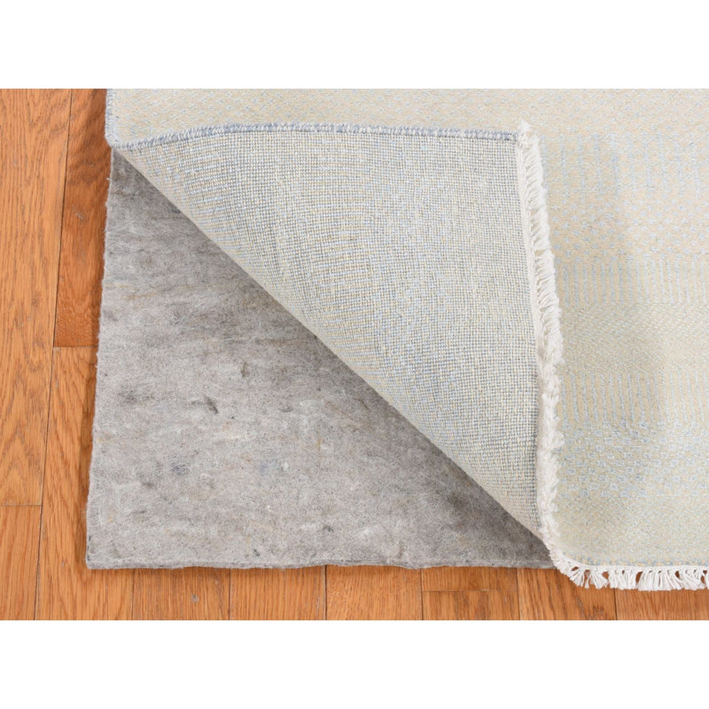 Tapis de couloir en laine et soie ivoire 2 pi 7 po x 8 pi 4 po Gabbeh