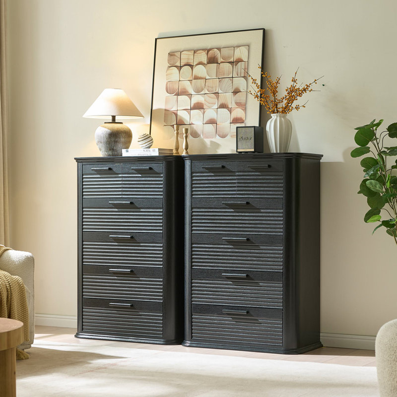 Commode 6 tiroirs Marizela, Noir