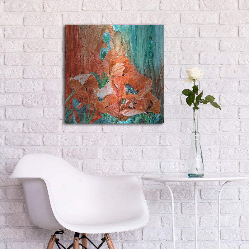 Art mural en métal luxueux «Love In Bloom Poppies» par Carol Cavalaris, H 24 po x l 24 po