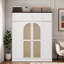 Armoire-penderie à grande capacité avec tringle, tablettes réglables et portes décoratives en rotin-797190501