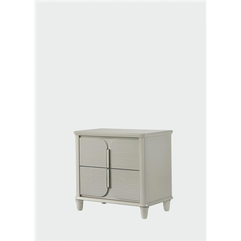 Table de chevet laquée blanc perle Laveda