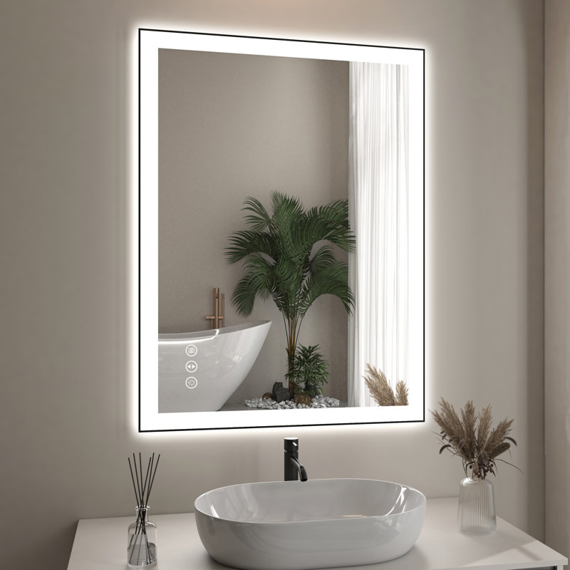 Dokes Black Framed  LED  Bathroom Vanity Mirror passed ETL, 24" x 32"