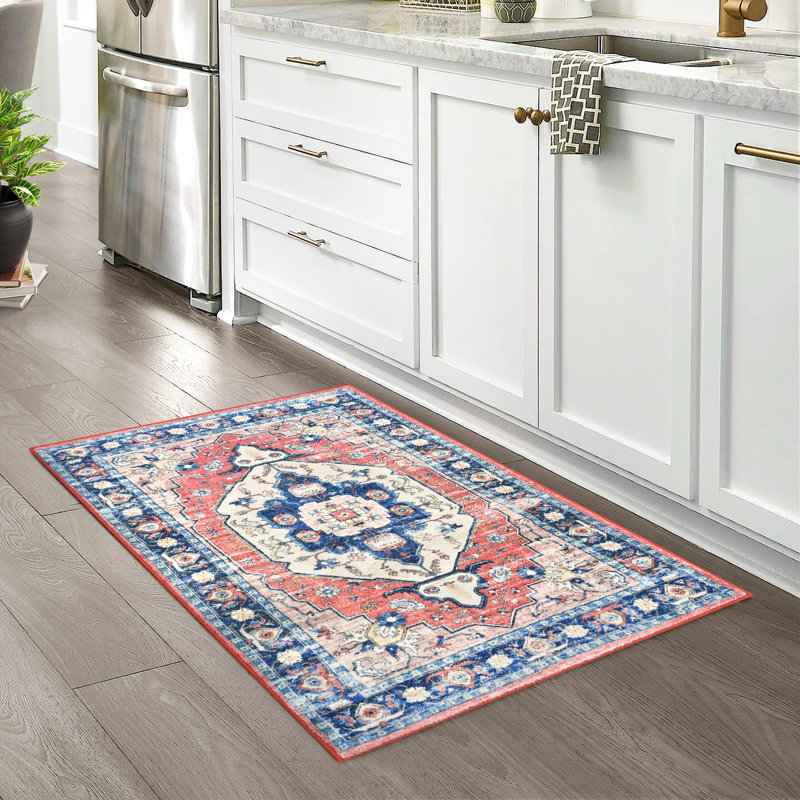 Shuvonne Washable Floral Indoor Rug, Rectangle 2' x 3'