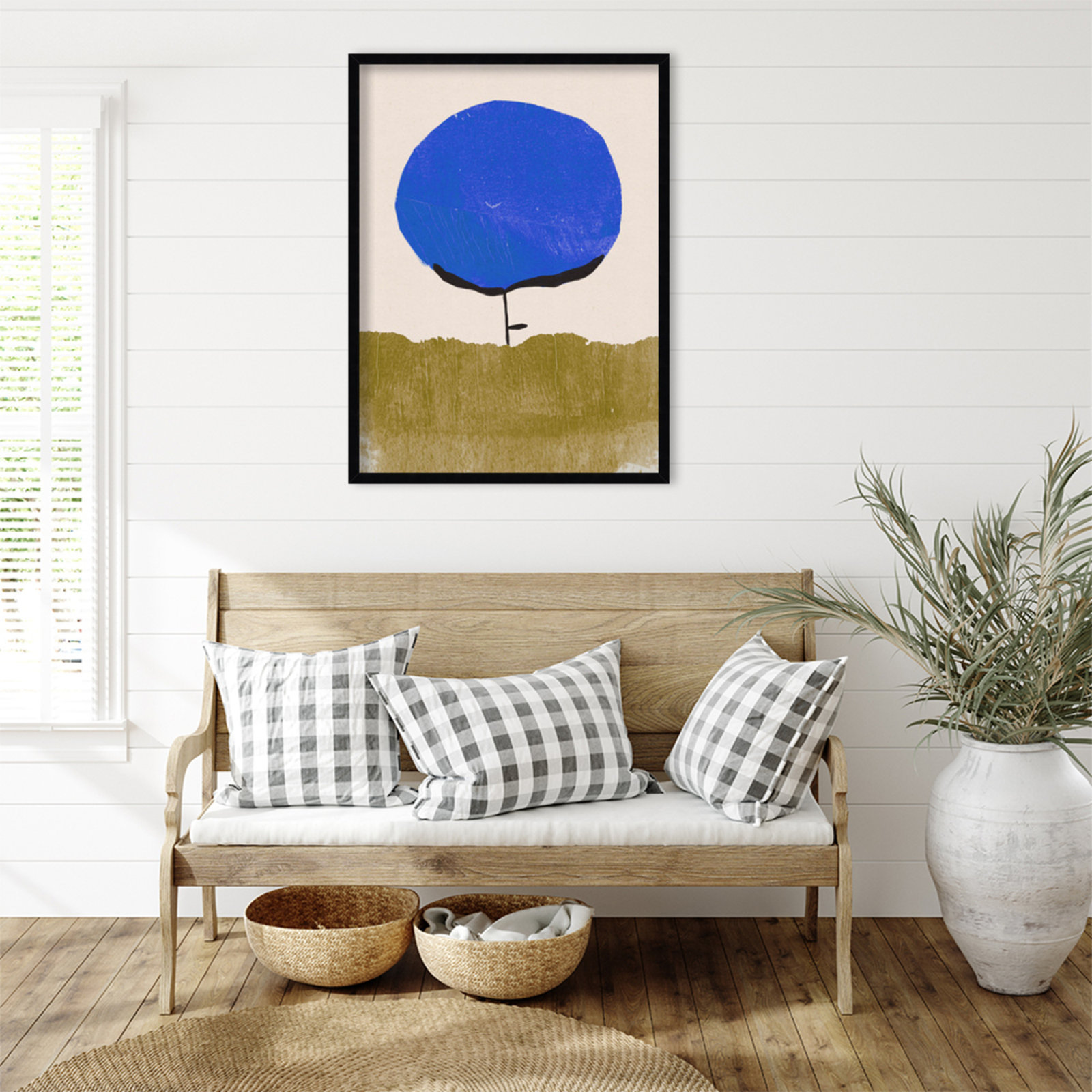 Blue Flower Print by Alisa Galitsyna, 33" H x 25" W, Black