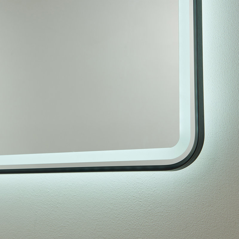 Miroir de salle de bain Ortegon, Noir mat, 30 po x 48 po
