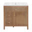 Armoire de meuble-lavabo 30 po Farmhouse, placage en bois d'acacia avec tiroirs profonds et portes à chevrons (naturel)