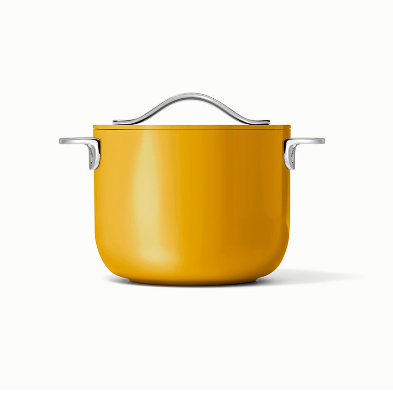 Caraway Nonstick Ceramic Petite Cooker W/ Lid, Marigold, 2 quarts