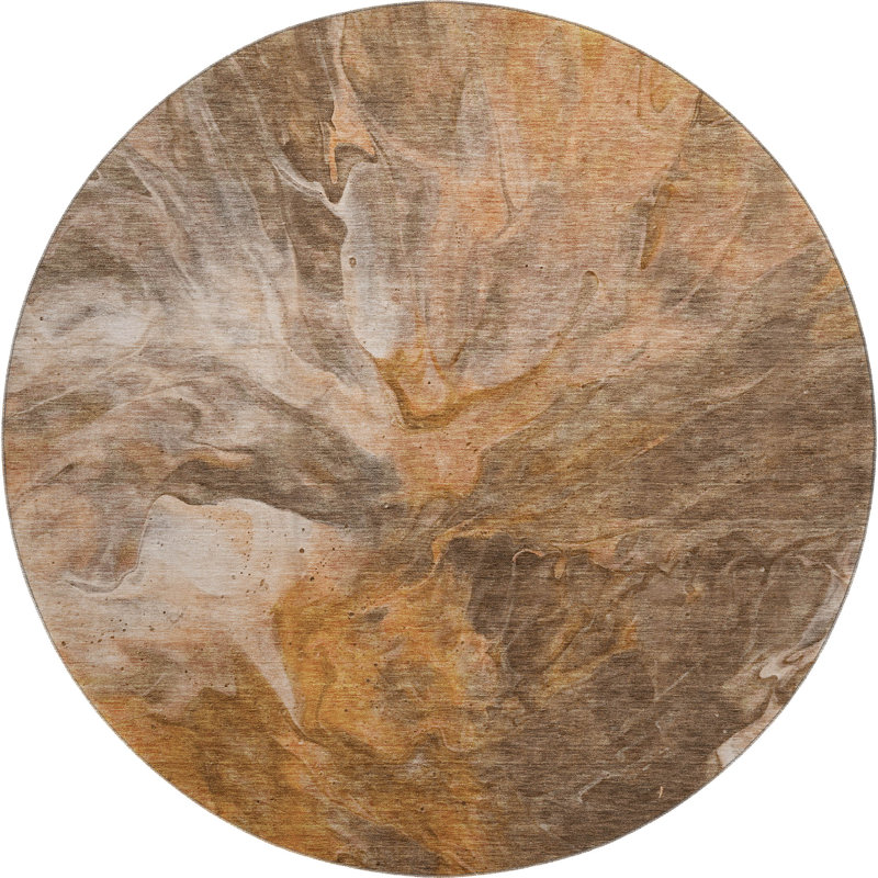 Premium Machine Washable Cerrito Paprika Rug, Round 8'