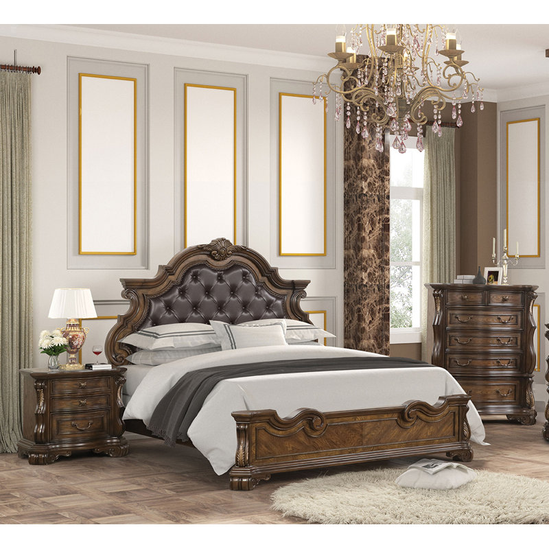Grand lit double, brun foncé, Grand