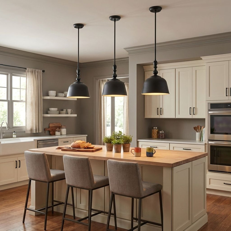 Saxon 1-Light Dimmable Dome Pendant, Matte Black