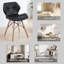 Chaise de salle à manger rembourrée moderne avec dossier, rembourrage en éponge à haute résilience et surface en cuir Pu avec pieds en bois massif pour plusieurs espaces, ensemble de 2 (noir)