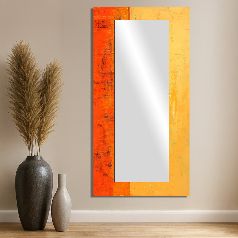 Sunset Elephant In The Golden Desert II - Modern Mirror For Wall Art Decor - Printed On Metal, 28" x 55"