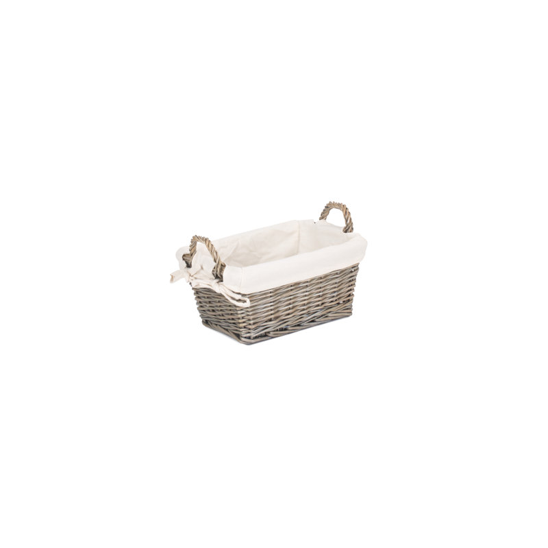 Wicker Lined Storage Basket with Handles, 19cm H x 19cm W x 29cm D