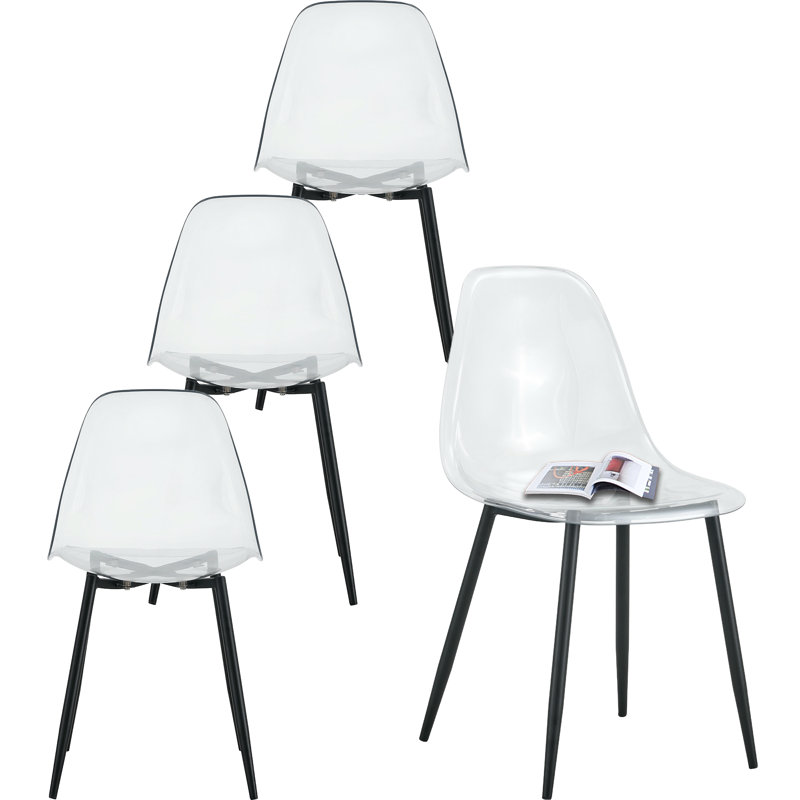 Chaise de salle à manger moderne et transparente (ensemble de 4), Noir, noir, noir, noir