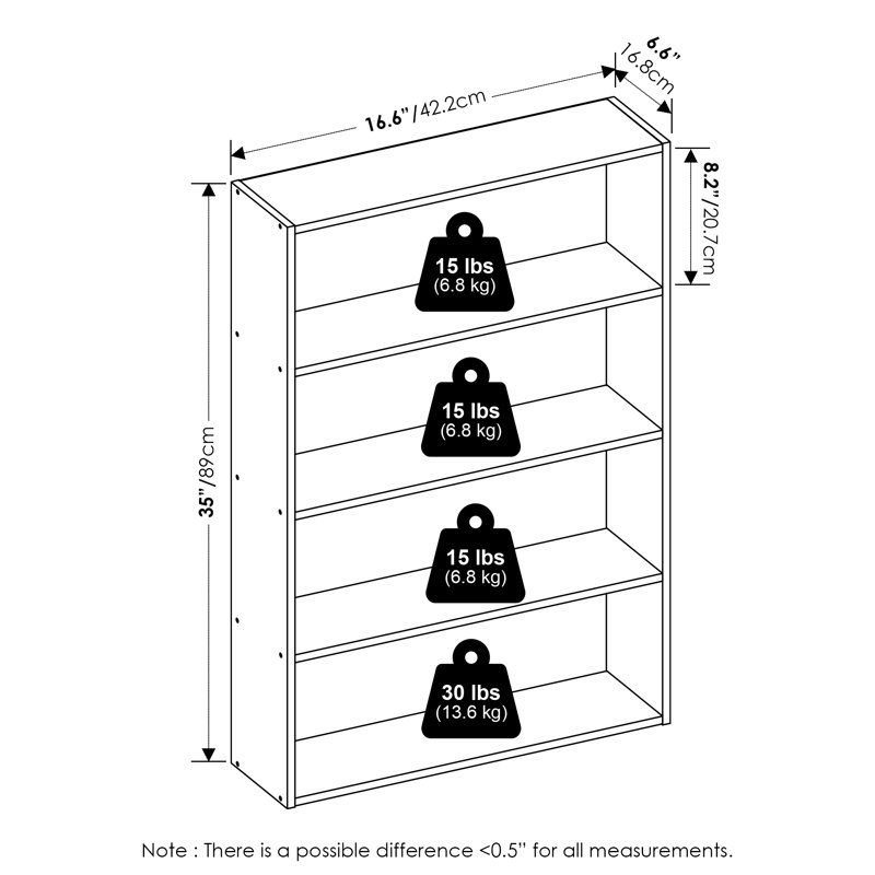 Bibliothèque Furinno Basic 4-Shelf, Bois de pin ambré