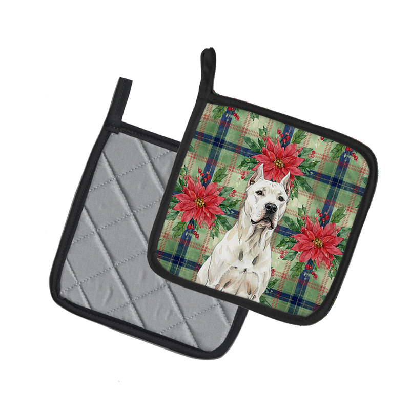 Paire de poignées Dogo Argentino Christmas Poinsettas