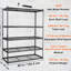 Étagère de rangement réglable à 5 niveaux, capacité de 907 kg (2000 lb), structure métallique noire robuste pour sous-sol, buanderie et garde-manger.