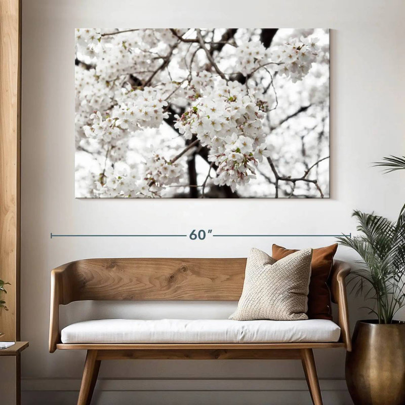 Harnek White Sakura Cherry Blossom, 34" H x 51" W