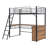 Metal Loft Bed with L-Shaped Desk and 3-Tier Shelves, Space-Saving Loft Bed for Teens & Students-1815190013-1815190012