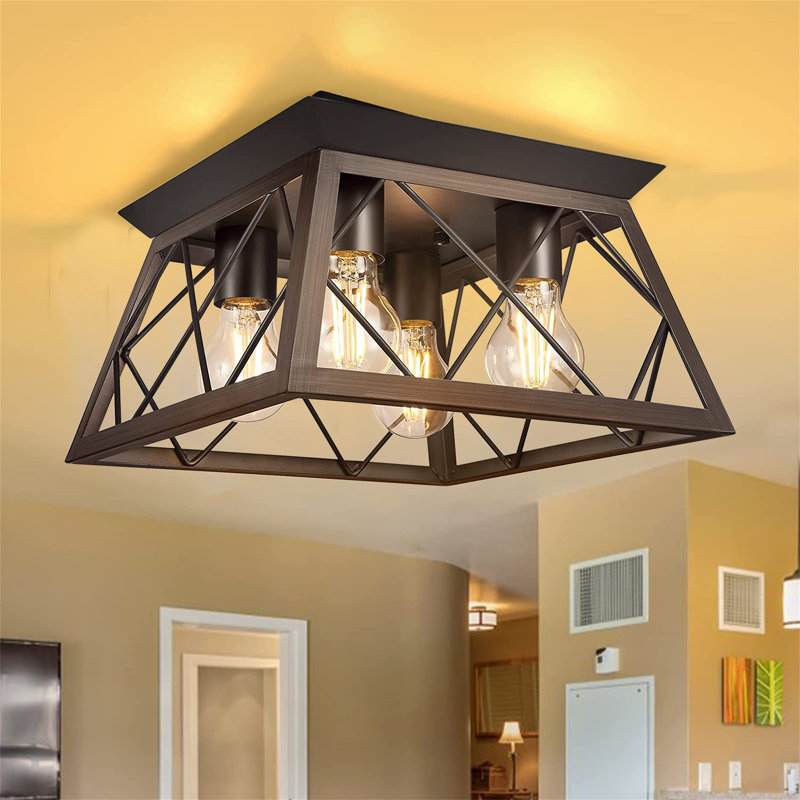 Plafonnier encastré 4 lumières 11,8 po Lopardo, Brun foncé, No