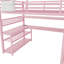 Lit mezzanine double avec escalier et garde-robe, lit mezzanine en métal avec bureau, tablettes de rangement, lumières DEL et station de charge-133273058