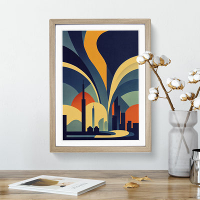 XV1022-707X Art Deco City Skyline No.4 1 Piece Single Picture Frame Wall Art