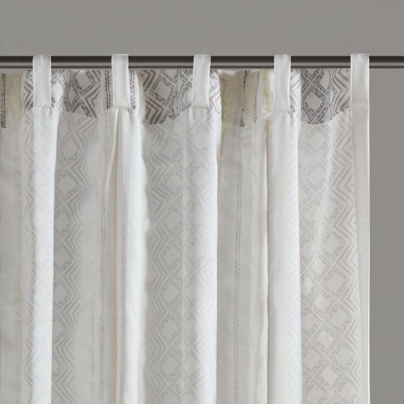 Polyester Curtains,Curtain Panel with Tufted Stripe and Lining