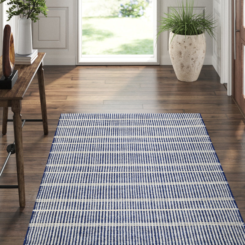 Samson Navy Handwoven Indoor/Outdoor Rug, Runner 2'6" x 8'