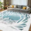 Tapis d'intérieur bleu lavable à la machine, motif paysage de Noël en papier.-893082959