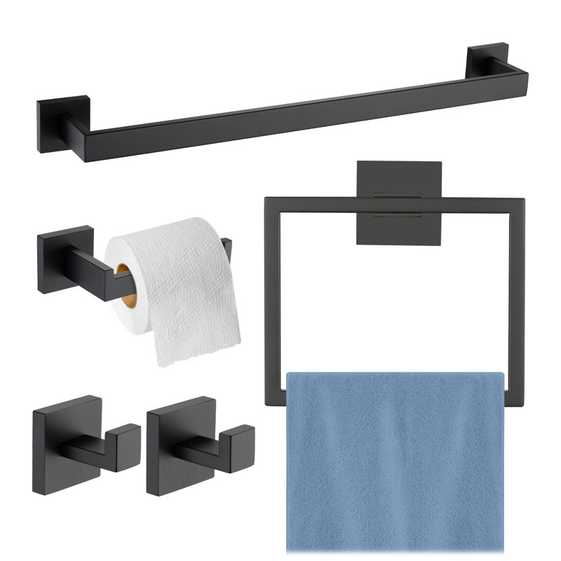 5 - Piece Bathroom Hardware Set, Matte Black