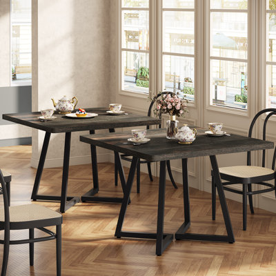 Square Dining Table, 31.5" Industrial Dinner Table