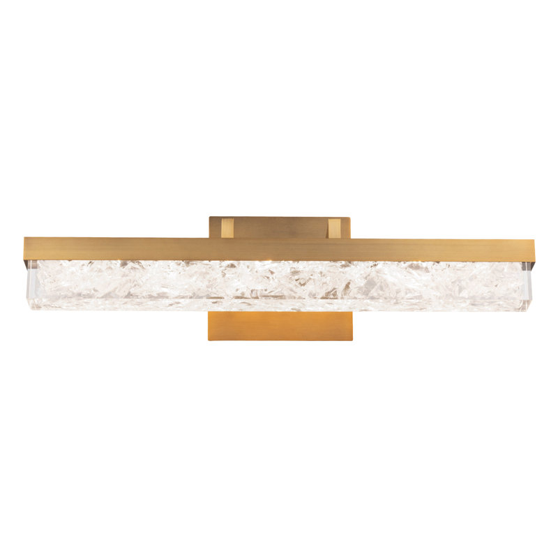 Aged Brass Dimmable LED Vanity Light with Reclaimed K5 Crystal