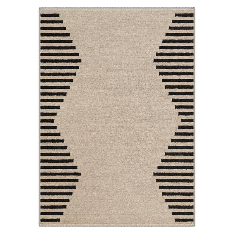 Abdellah Minimalist Geometric Wave Machine Washable Beige / Brown Indoor Area Rug with Non-Slip Backing, Rectangle 9' x 12'