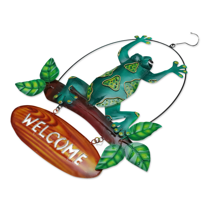 Bartmann Handmade Frogs Realm Welcome Sign