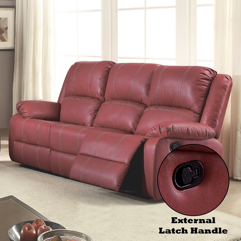 Canapé en cuir synthétique Zuriel, H 41 po x l 78 po x P 39 po, Rouge