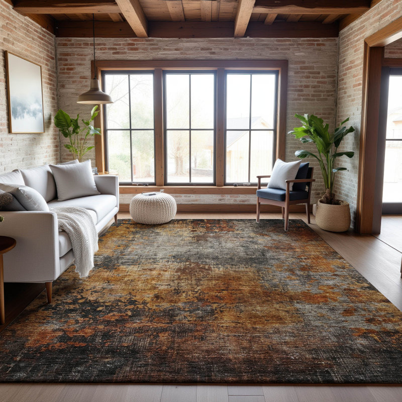 Premium Machine Washable Goulven AMF1210 Abstract Rug, Rectangle 2 pi 6 po x 3 pi 10 po