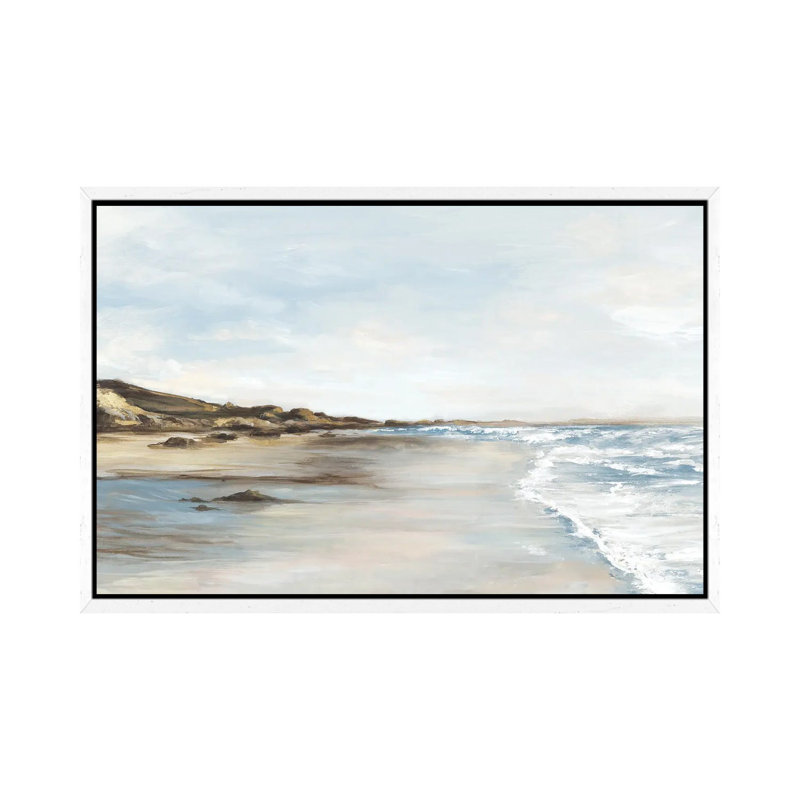 Coastal Memories I by Eva Watts - Painting on Canvas, 66.04cm H x 101.6cm W x 3.81cm D, White Framed