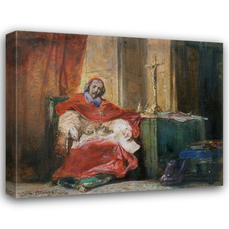"Cardinal Richelieu" par Joseph Nicolas Robert-Fleury - Toile tendue avec châssis, H 24 po x l 17 po
