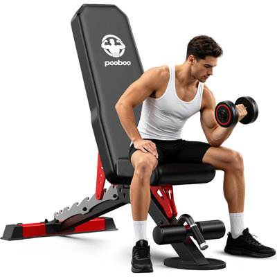 Pooboo 1500lbs Heavy Duty Adjustable Weight Bench, Flat Incline Decline Strength Training Bench for Home Gym