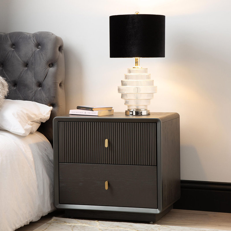 Bandeen 61cm Wide Modern Bedside Table for Bedroom Furniture, Wooden Storage Cabinet, Grey
