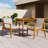 Outdoor Dining Chairs Set Of 2, Teak Color Acacia Wood Frame, Brown PE Wicker, Grey Waterproof Cushion, Ideal For Patios, Gardens-1092023440