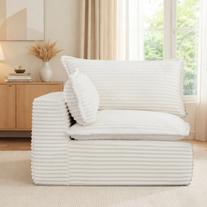 Fauteuil droit moderne rembourré avec dossier rembourré, Blanc