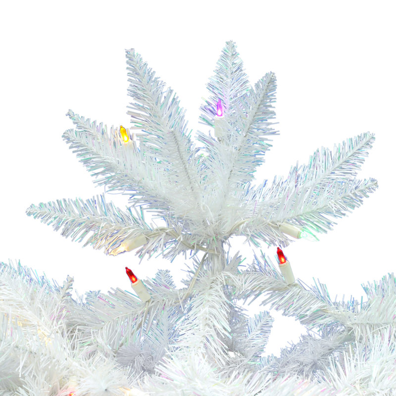 Dilan Sparkle White Spruce Artificial Christmas Tree, Multi-colored LED, 6' H