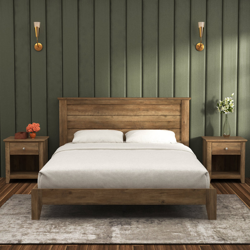 Tevrat 3 Pieces Bedroom Sets, Knotty Oak, Queen