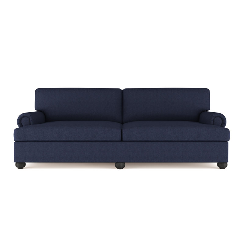 Sofa, Plush Velvet Blue Print