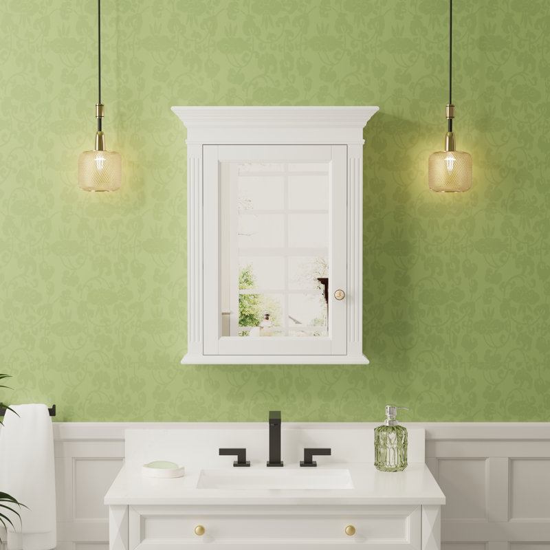 Armoire à pharmacie avec cadre en bois massif avec miroir et tablettes en bois l 24 po x H 30 po, Gauche