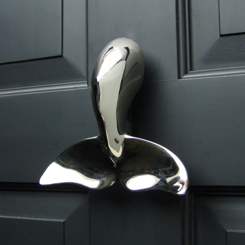 Heurtoir de porte baleine à bosse, Argent nickel